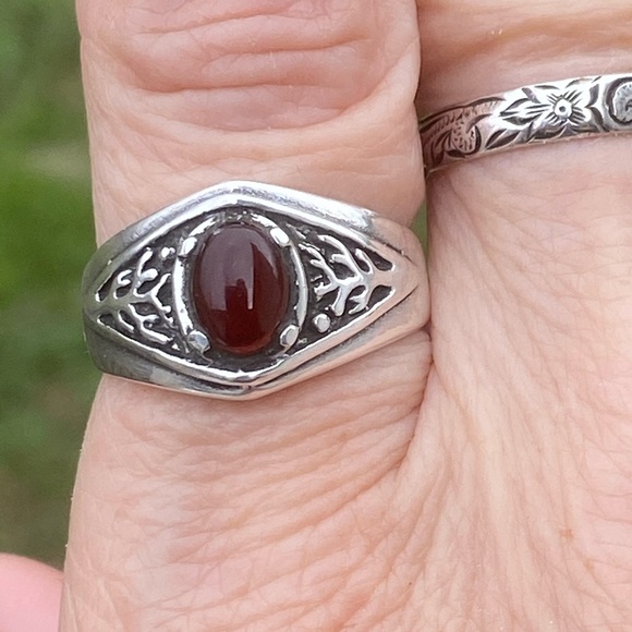 Celtic Tree of Life Ring .925 Sterling Silver w/ Genuine Carnelian made in USA - Picture 7 of 16